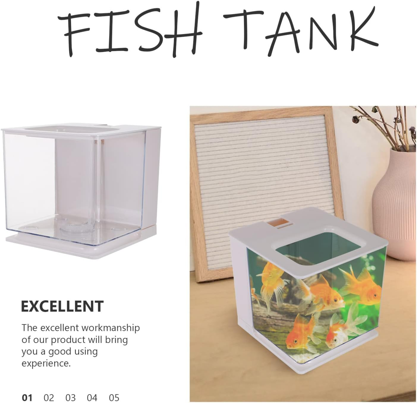 Mipcase Self-Cleaning Acrylic Fish Tank Easy Maintenance Water Changing Aquarium for Desktop Use Stylish Decorative Fish Tank for for Aquatic Plant Gardens image number 6