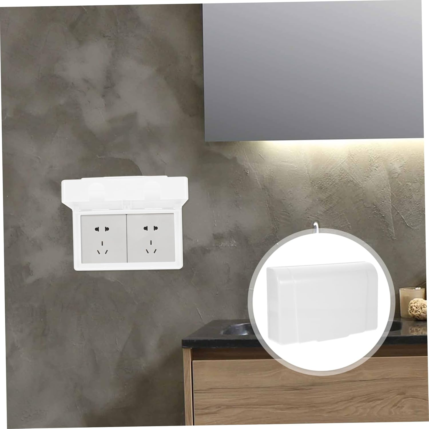 BUGUUYO Waterproof Socket Box Outlet Covers Power Outlet Cover Weatherproof Outlet Cover Electrical Outlet Cover Outdoor Socket Covers Receptacle Cover White Plastic Switch Electrical Box image number 1