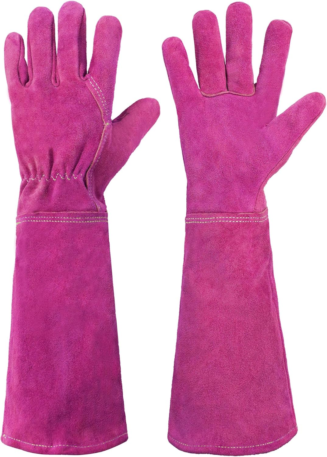 HANDLANDY Pruning Gloves Long for Men & Women, Pigskin Leather Rose Gardening Gloves- Breathable & Durability Gauntlet Glove Medium image number 4