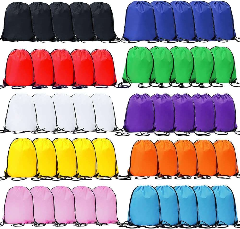 Bulk Drawstring Bags, Polyester Draw String Bags, Gym Sports Cinch Bag Drawstring Backpack for Women Men