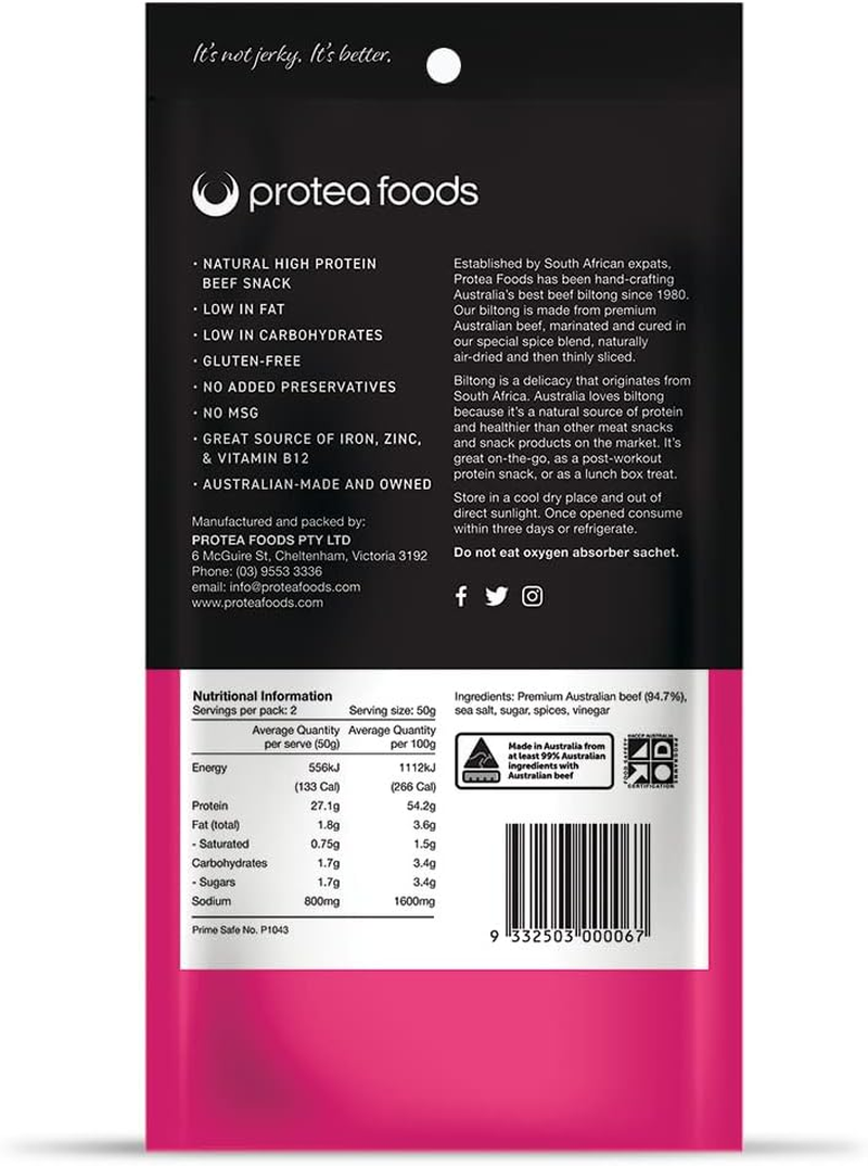 Protea Foods Peri Peri Chilli Lekker Biltong Slices - 100G