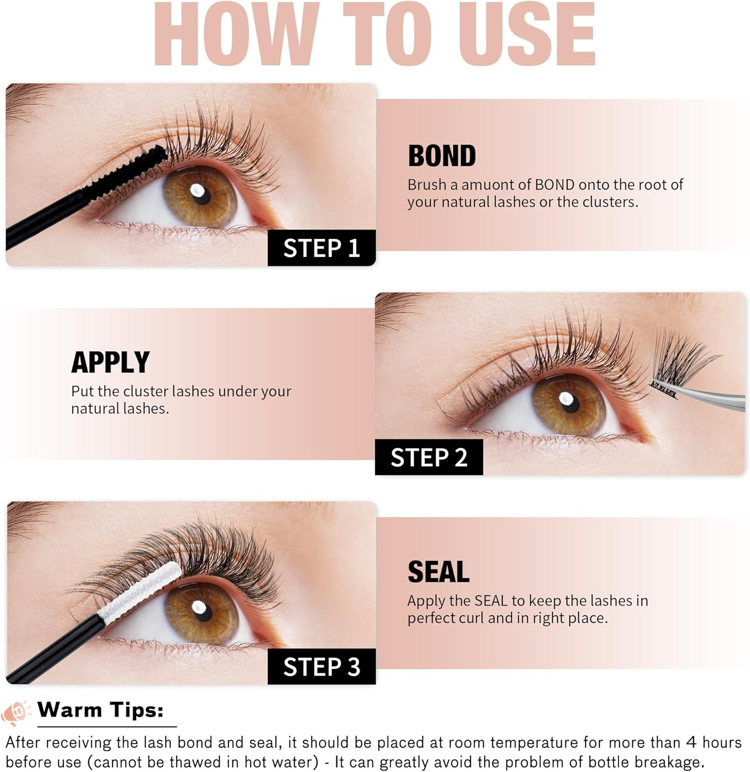 GEMERRY Lash Bond and Seal Eyelash Glue, Cluster Lash Glue, Individual Lash Glue Eyelash Glue for DIY Eyelash Extensions Clear Waterproof 48H+ Latex-Free Overnight Beginner Friendly (5Ml+ 5Ml) image number 4