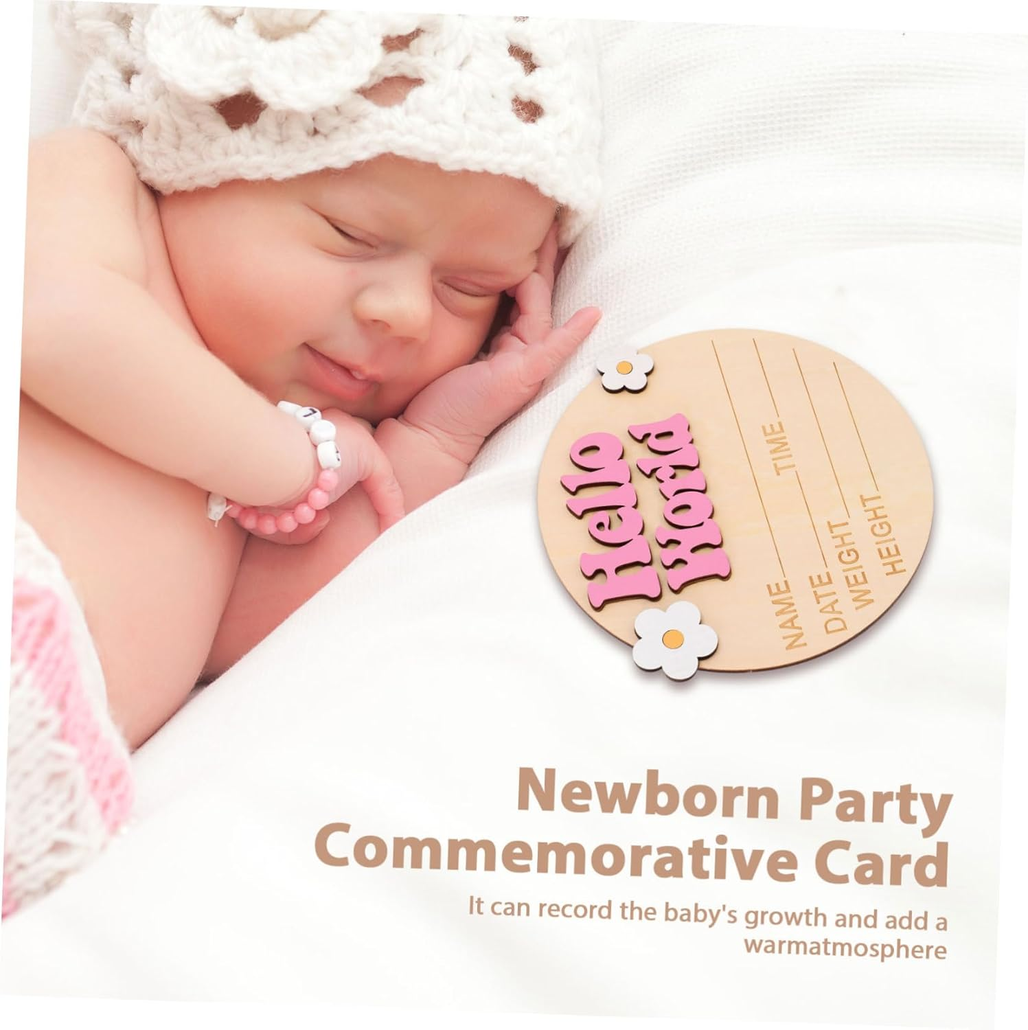 Growth Commemorative Card for Newborn Girl Wood Milestone Sign Birth Announcement Sign for Nursery Wall Decorations Born