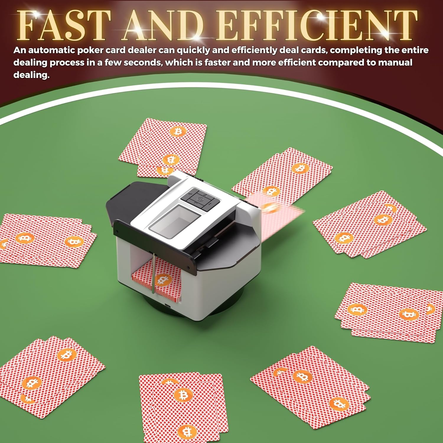 Automatic Card Shuffler and Dealer, UNO Card Shuffler Machine, 360&deg; Rotating Card Shuffler 2 Deck, UNO Card Shuffler Machine with 4 Buttons, 1-8 Players for UNO Texas Hold'Em Blackjack Mahjong image number 5