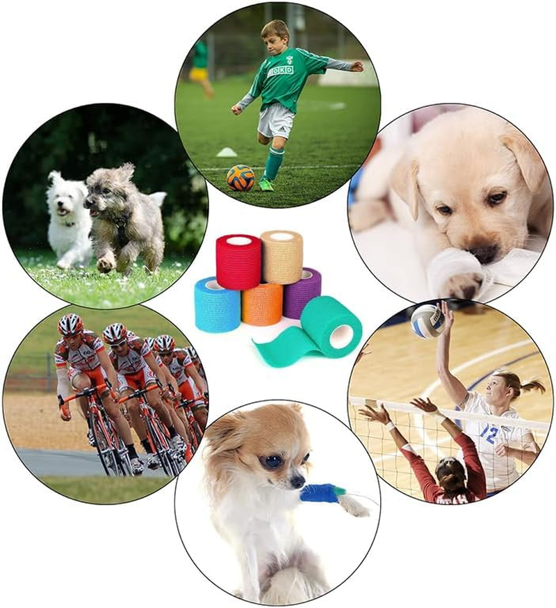 AIMALL 12PCS Self-Adhesive Cohesive Wrap Bandage Pet Vet Wrap First Tapes Multi-Sizes, Perfect for First Aid, Sports, and Animal Care image number 5