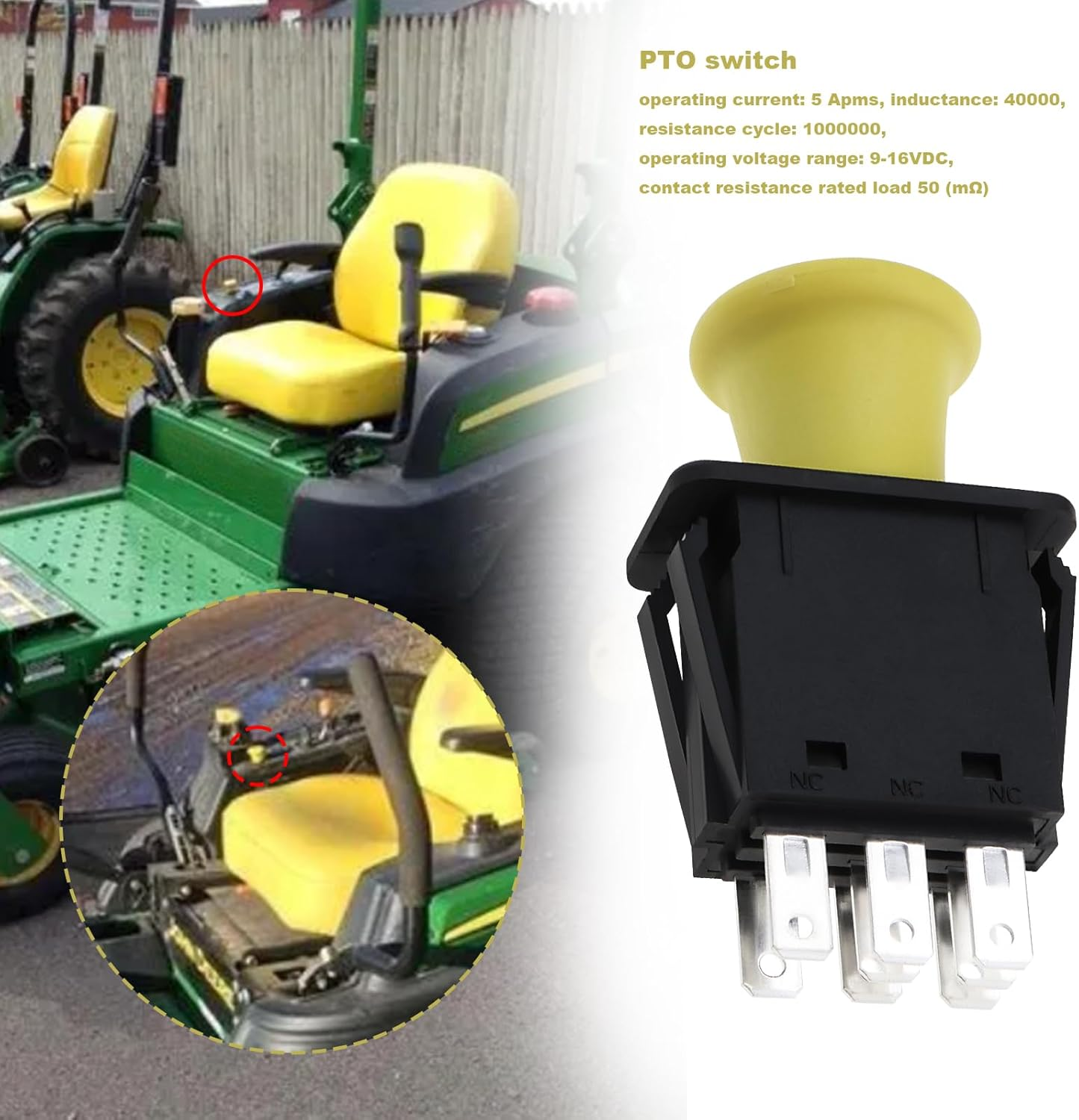 VGOL 1PC PTO Switch Compatible with John Deere L120 L130 D140 D150 D155 Compatible with L2048 L2548 Scotts Lawn Tractors 430-559 77.4X43.7X24.1Mm image number 5