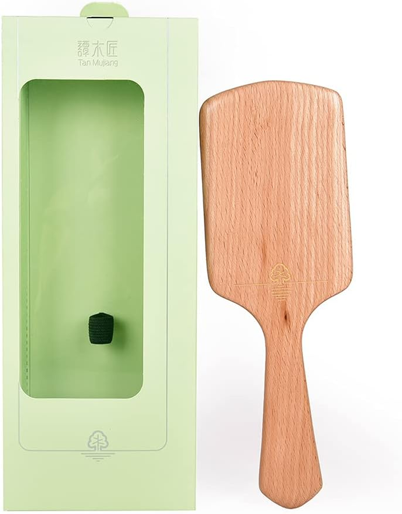 TAN MUJIANG Wood Hair Comb FSC Certified Beach Wood Metal Pin