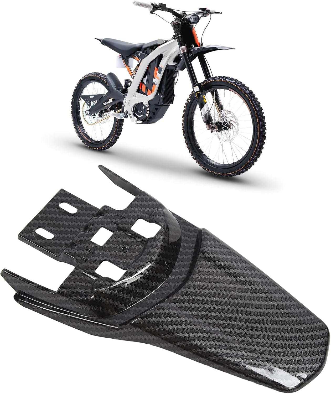 Rear Fender, Motorcycle Rear Mudguard Protective Carbon Fiber Pattern Sturdy Rear Mudguard Protector Replacement for Surron Light Bee X S