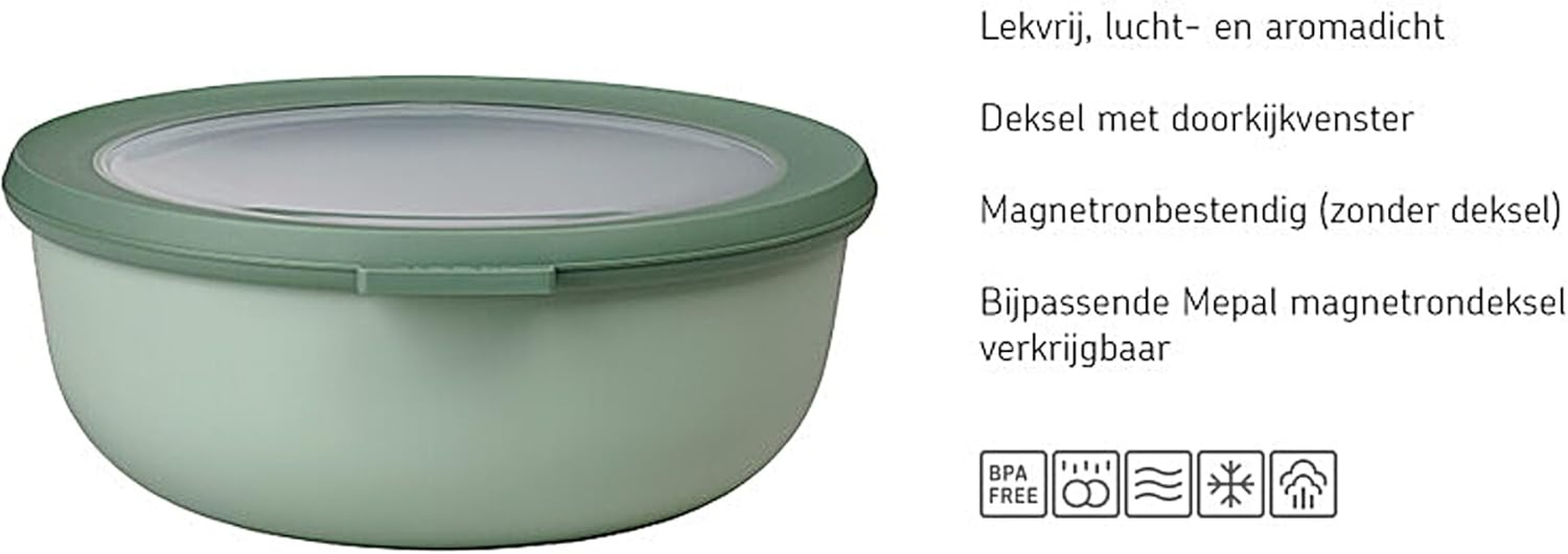 Mepal Cirqula round Multi Bowl 750Ml &ndash; Nordic White, Bpa-Free Airtight & Leakproof Food Storage Container with Lid, Microwave, Freezer & Dishwasher Safe, Made in Holland image number 7
