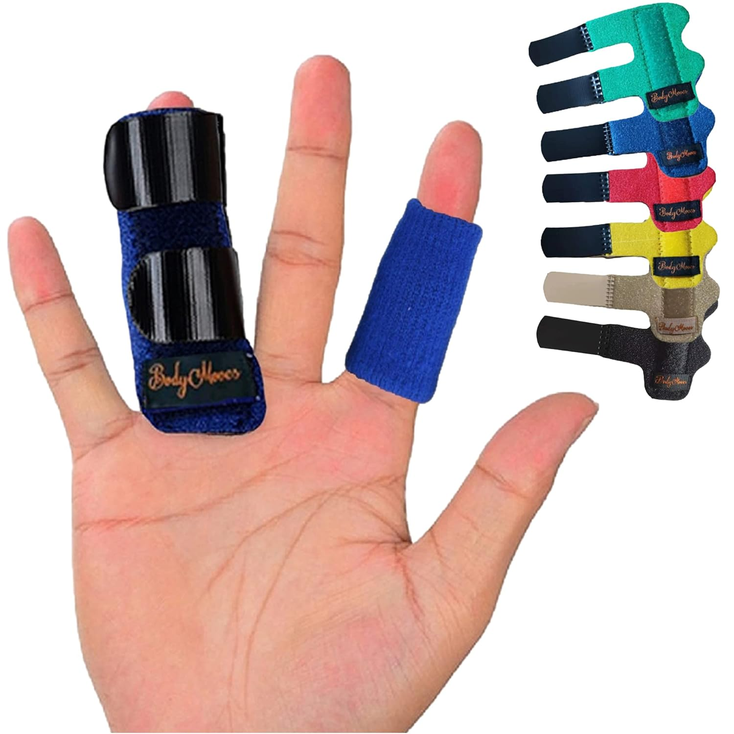 Bodymoves Finger Splint plus Sleeve (2 Pc Set, Aqua Blue) image number 2