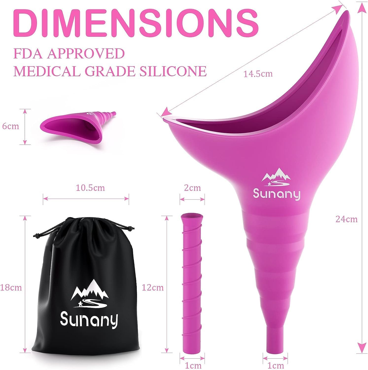 Female Urination Device, Reusable Female Urinal Silicone Women Pee Funnel Allows Women to Pee Standing Up, Portable Womens Urinal Is the Perfect Companion for Camping,Outdoor,Travel image number 4