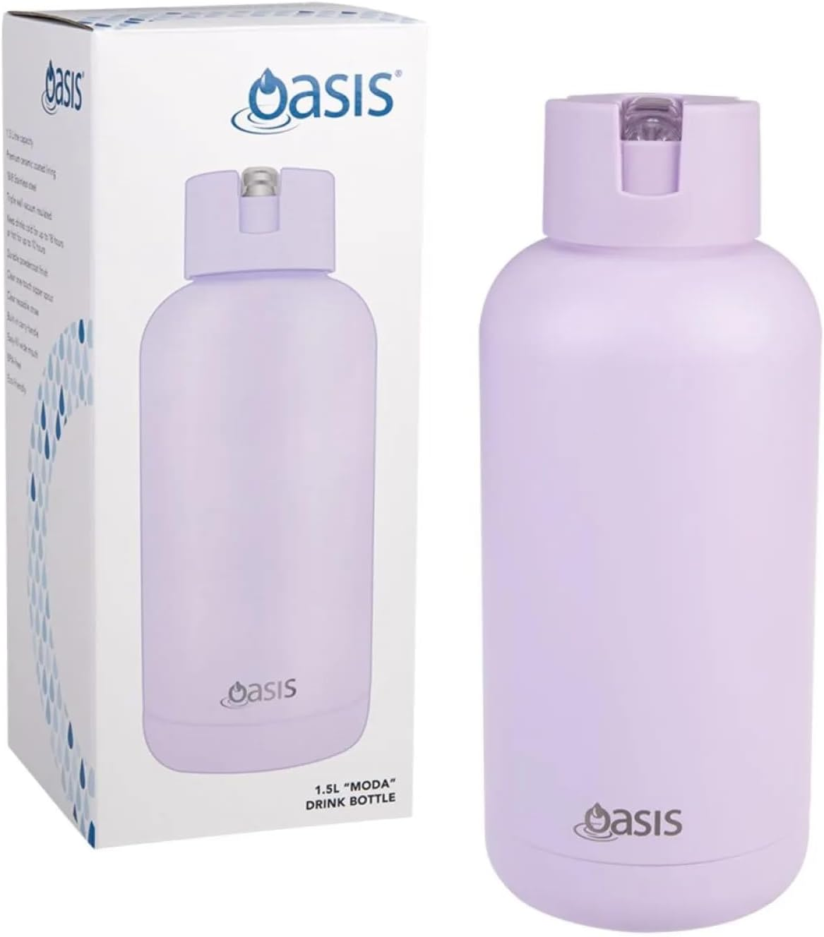 Oasis Ceramic Lined Stainless Steel Triple Wall Insulated "Moda" Drink Bottle 1.5L - Orchid