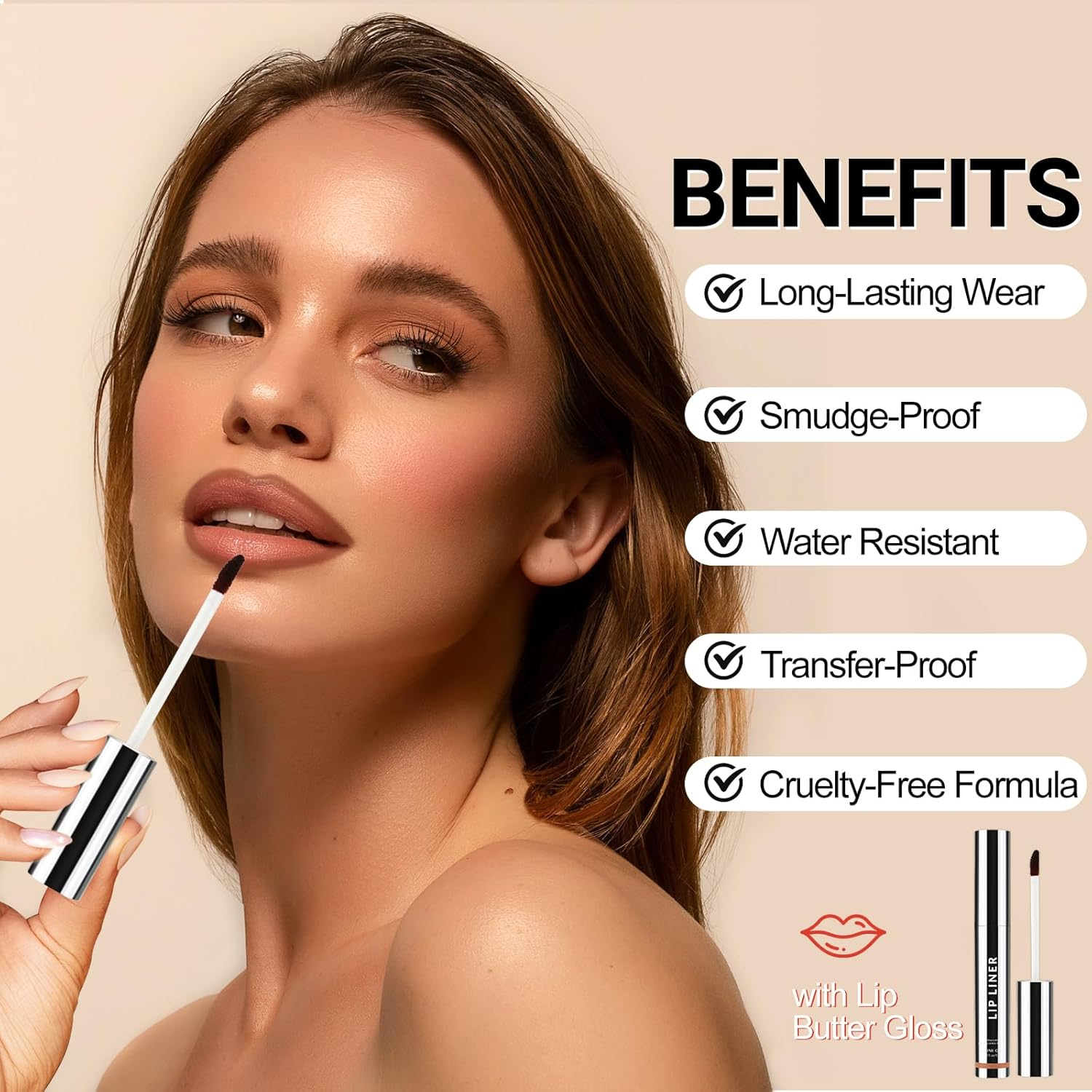 Erinde Peel off Lip Liner Stain, Long Lasting Lip Stain Peel Off, Women Waterproof Matte Lipstick, Transfer Proof Lip Tint Peel Off, Highly Pigmented Color Lipliner #002 Dark Brown image number 3