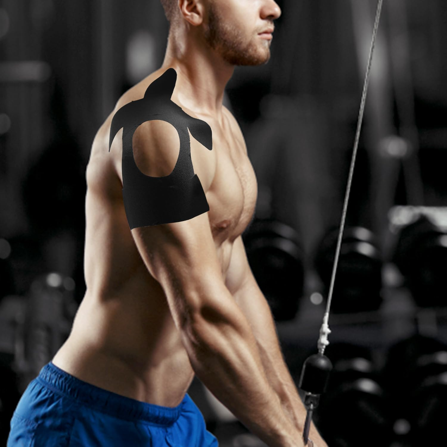 16Pcs Kinesiology Tapes for Shoulder, Precut Waterproof & Breathable Elastic Sports Tape for Muscle Support & Athletic Stability (Black) image number 6