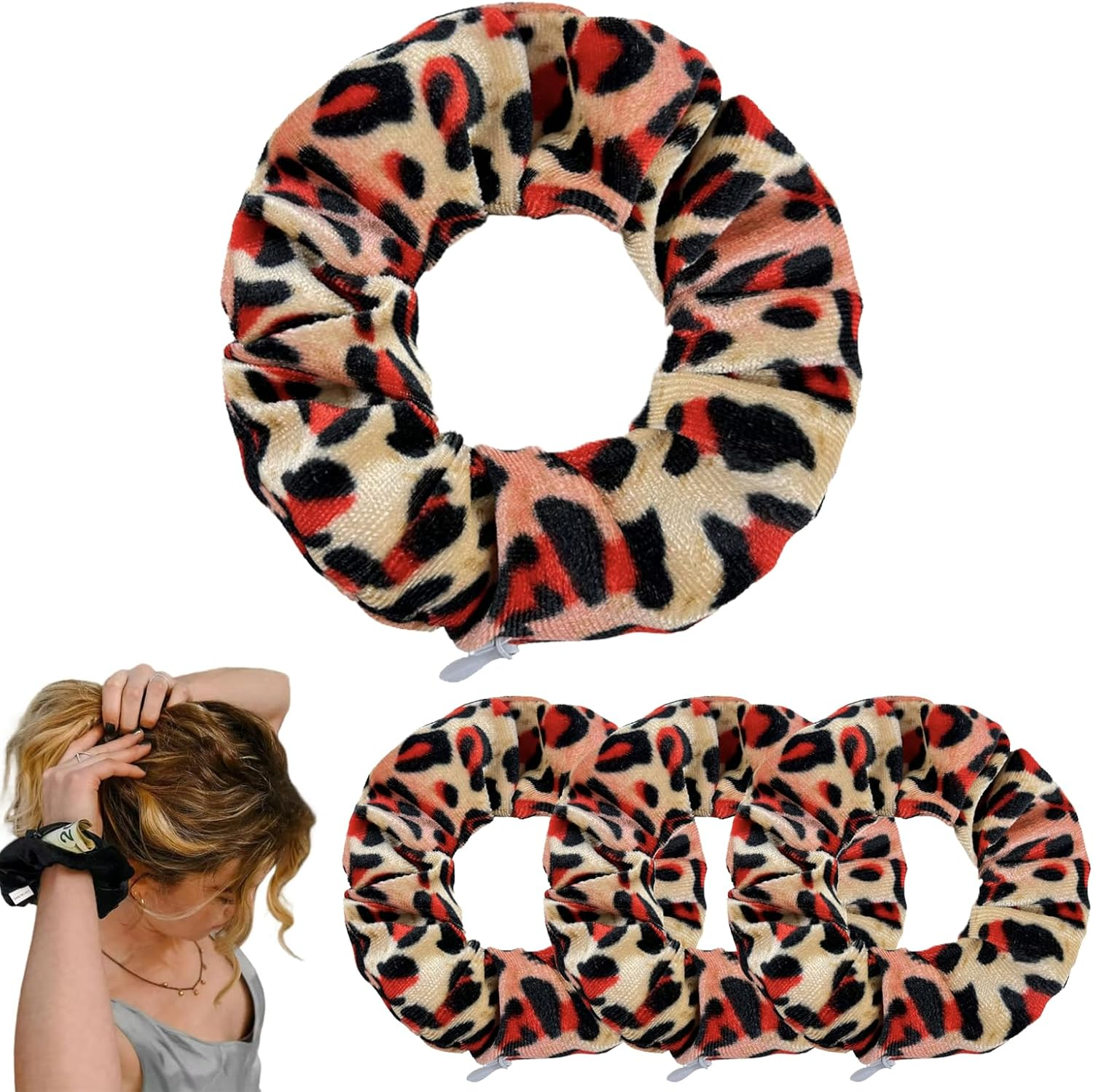 Pack of 4 Hair Bands with Zip & Secret Compartment - Discreet Money Hiding Place for Travel, Beach & Home Safe Storage Travel, Beach Hiding Valuables Home image number 6