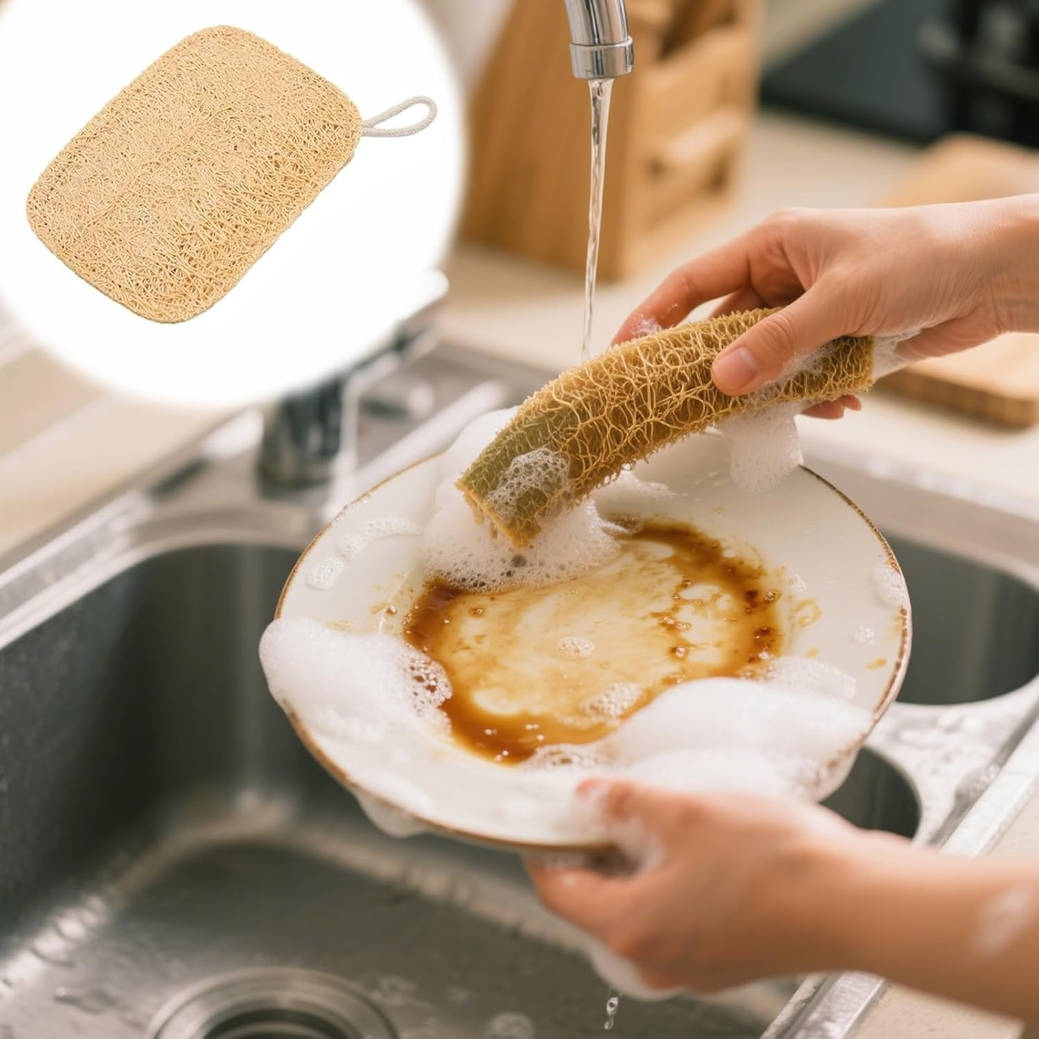 Fokmuaex 2 PCS Organic Loofah Sponges for Shower & Bath - Gentle Exfoliating Washcloths, Multi-Purpose Body Scrubber for Children Skin Care, Bath Spa Accessories image number 2