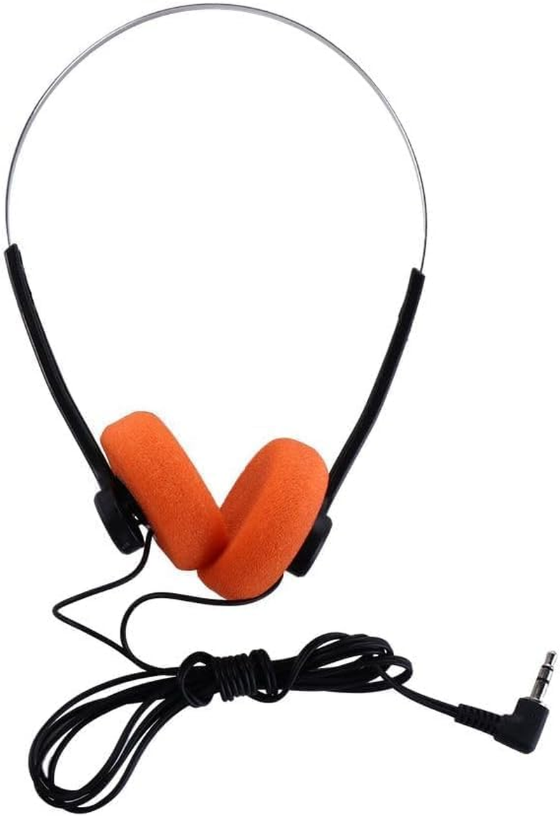 Orange Retro on Ear Headphones, Wired Stereo Headphones, Walkman Headphone, Lightweight Portable Headphone with Adjustable Headband,Over-Ear Headphones,Open-Ear Headphones,Headphones and Earbuds image number 1