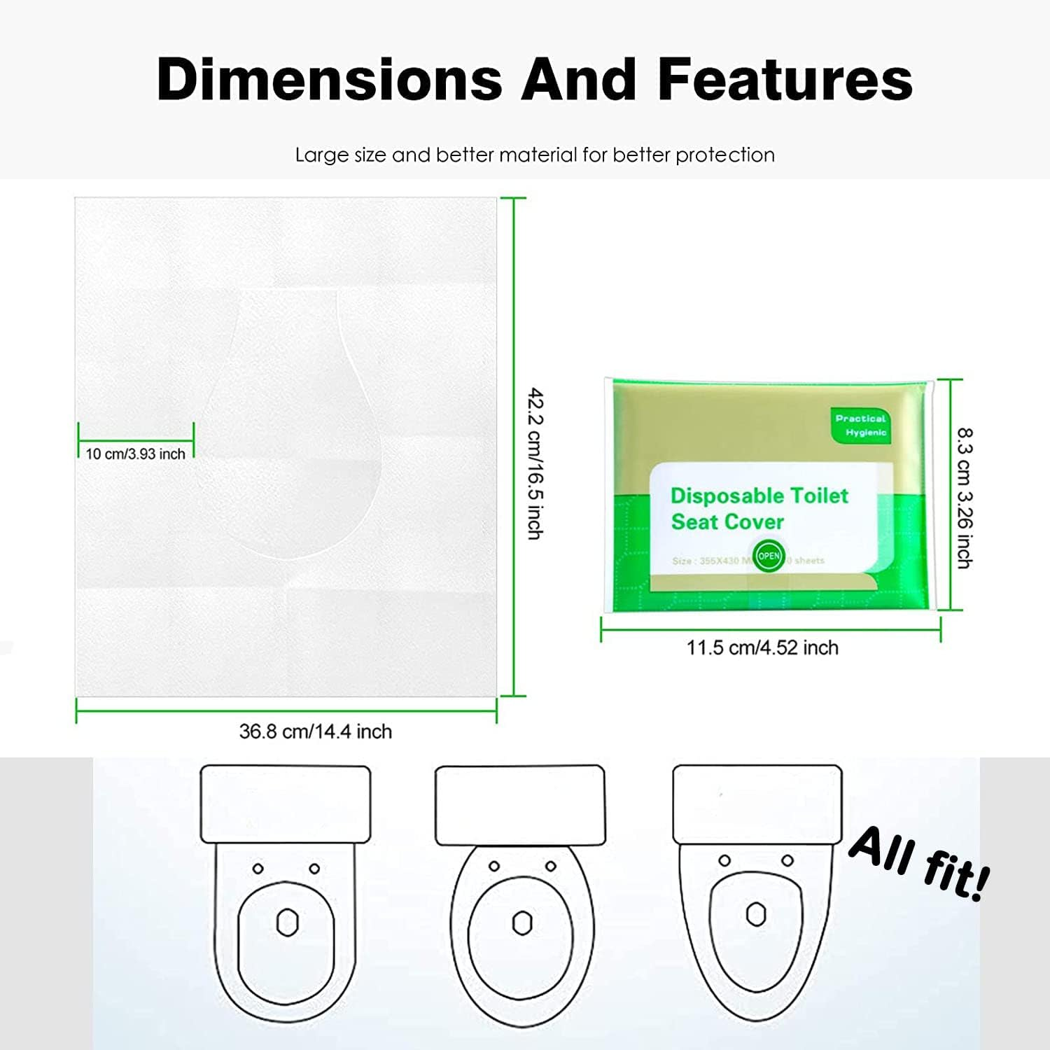 Toilet Seat Covers Disposable, Disposable Flushable Paper Toilet Seat Cover Portable for Adult and Kids' Potty Training, Travel Essential Accessories for Airplane, School, Camping, 50 PCS