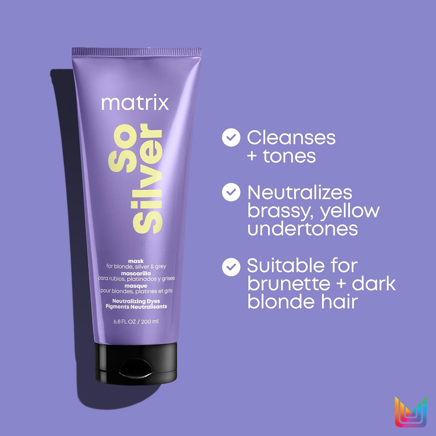 Matrix so Silver Toning Purple Hair Mask | Deep Conditioning | Repairs Damaged Blonde & Silver Hair |Neutralizes Yellow Tones | for Color Treated or Bleached Hair | Packaging May Vary image number 2