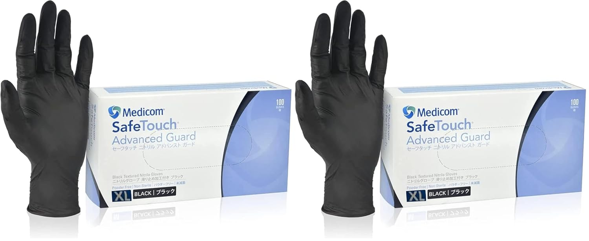 Medicom Safe Touch Nitrile Gloves - 100 Count -X Large - Black Gloves, Work Gloves - Multipurpose Powder Free Gloves (Pack of 2) image number 4