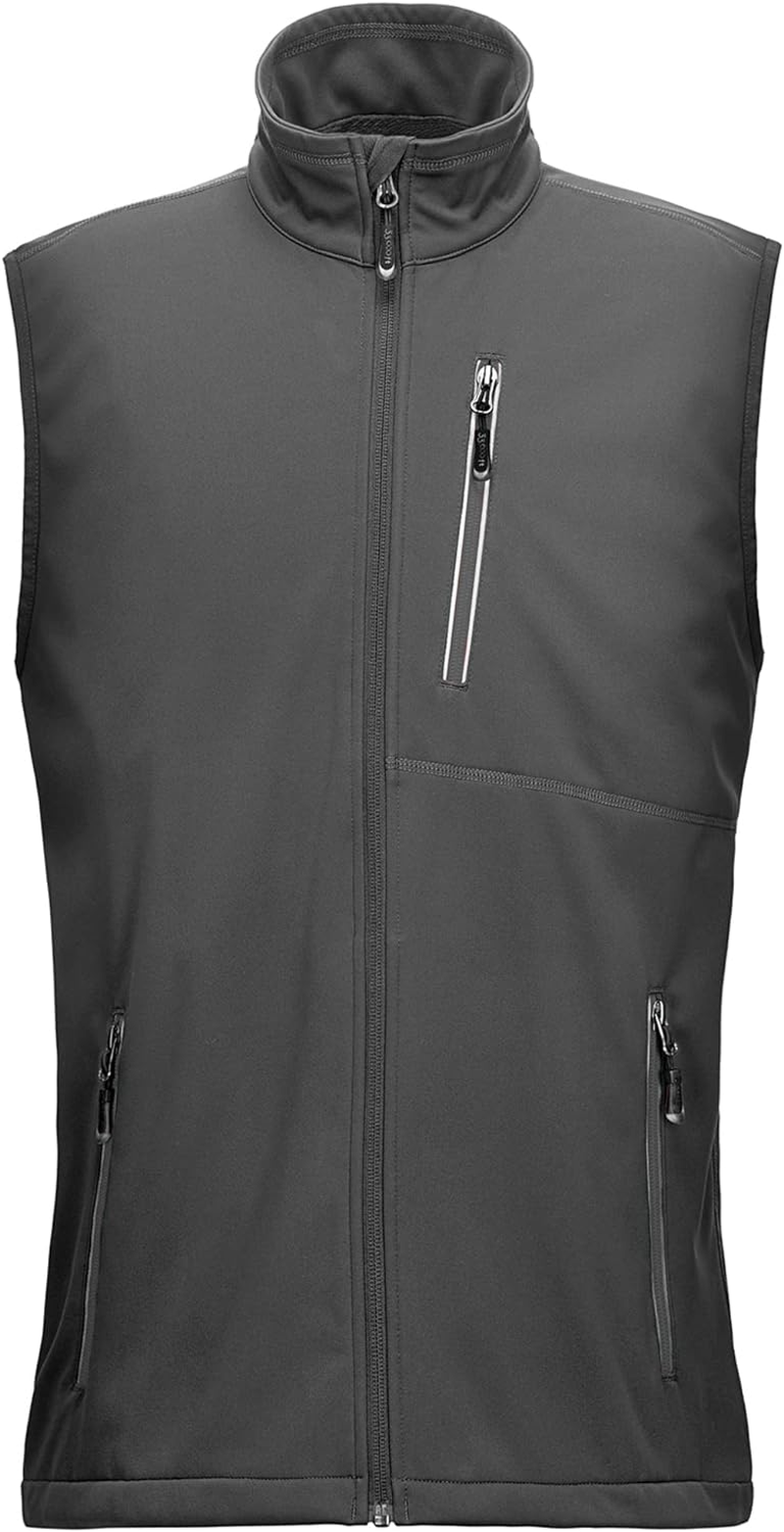 33,000Ft Men'S Lightweight Softshell Gilet, Windproof Warm Outerwear Vest Reflective Sleeveless Jacket for Cycling Running Hiking Golf Work