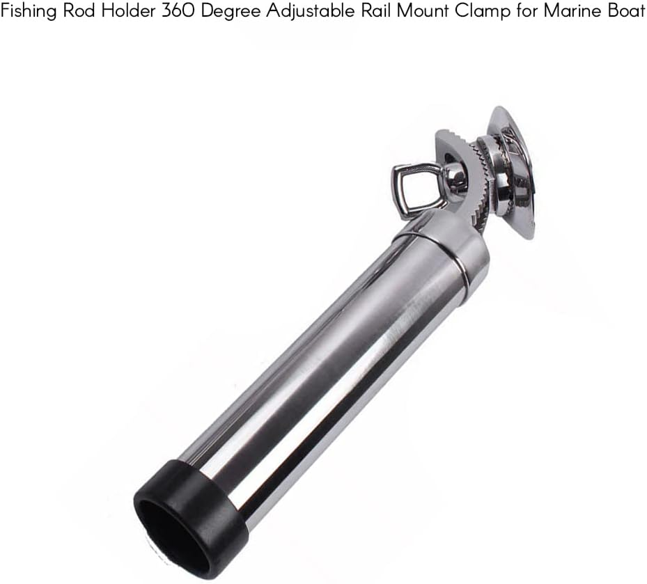 Fishing Rod Holder 360 Degree Adjustable Rail Mount Rod Holders Stainless Steel Rail Mount Clamp for Marine Boat image number 5