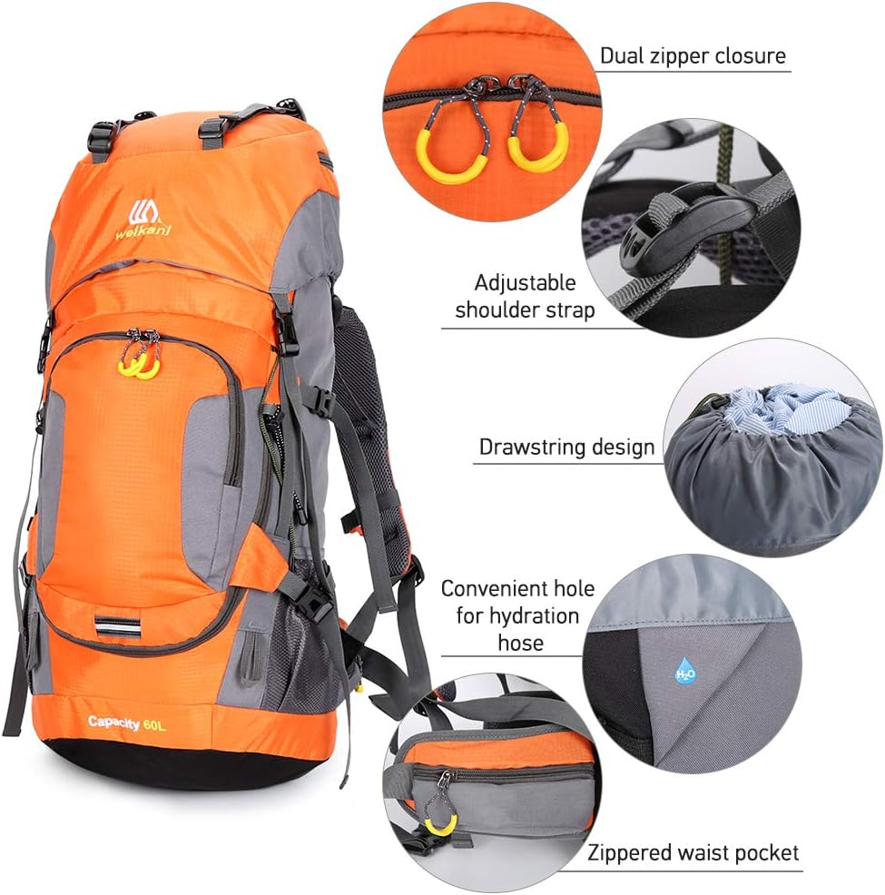Mingzhe 60L Waterproof Hiking Backpack Camping Mountain Climbing Cycling Backpack Outdoor Sport Bag with Rain Cover image number 1