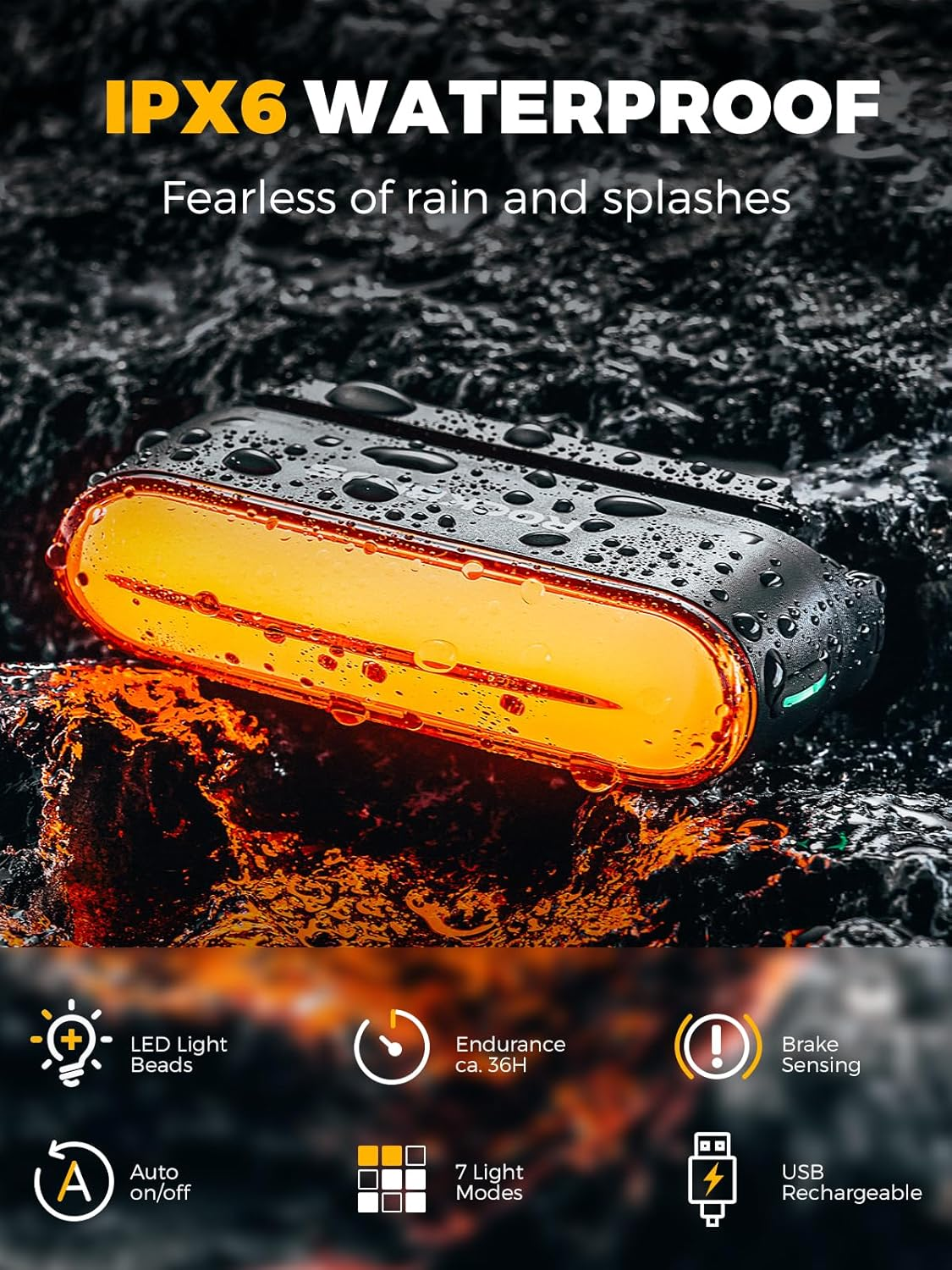 ROCKBROS Bike Tail Light Magnetic Induction USB-C Rechargeable LED Rear Bicycle Light, IPX6 Waterproof,7 Light Mode Options Cycling Safety Flashlight Accessories for Road Mountain image number 4