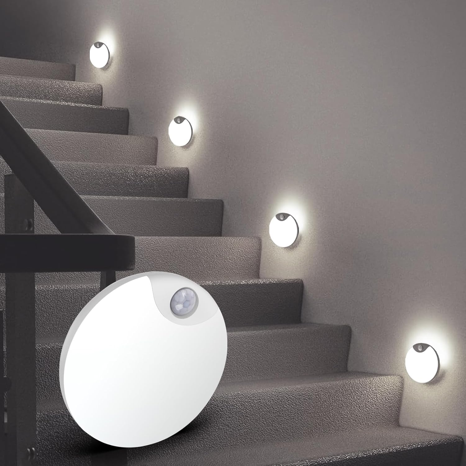 Shenzhi Tech LED Motion Sensor Night Light, Adjustment Dimming Wall Lamp, USB Rechargeable Cabinet Lights for Bathroom Bedroom Kitchen Stairway (Warm Light)