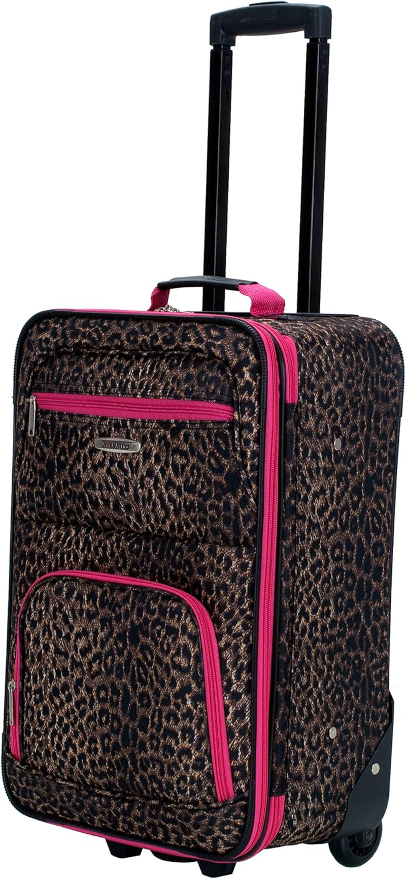 Rockland Jungle Softside Upright Luggage Set, Pink Leopard, 4-Piece Set (14/29/24/28), Jungle Softside Upright Luggage Set - Owl image number 5