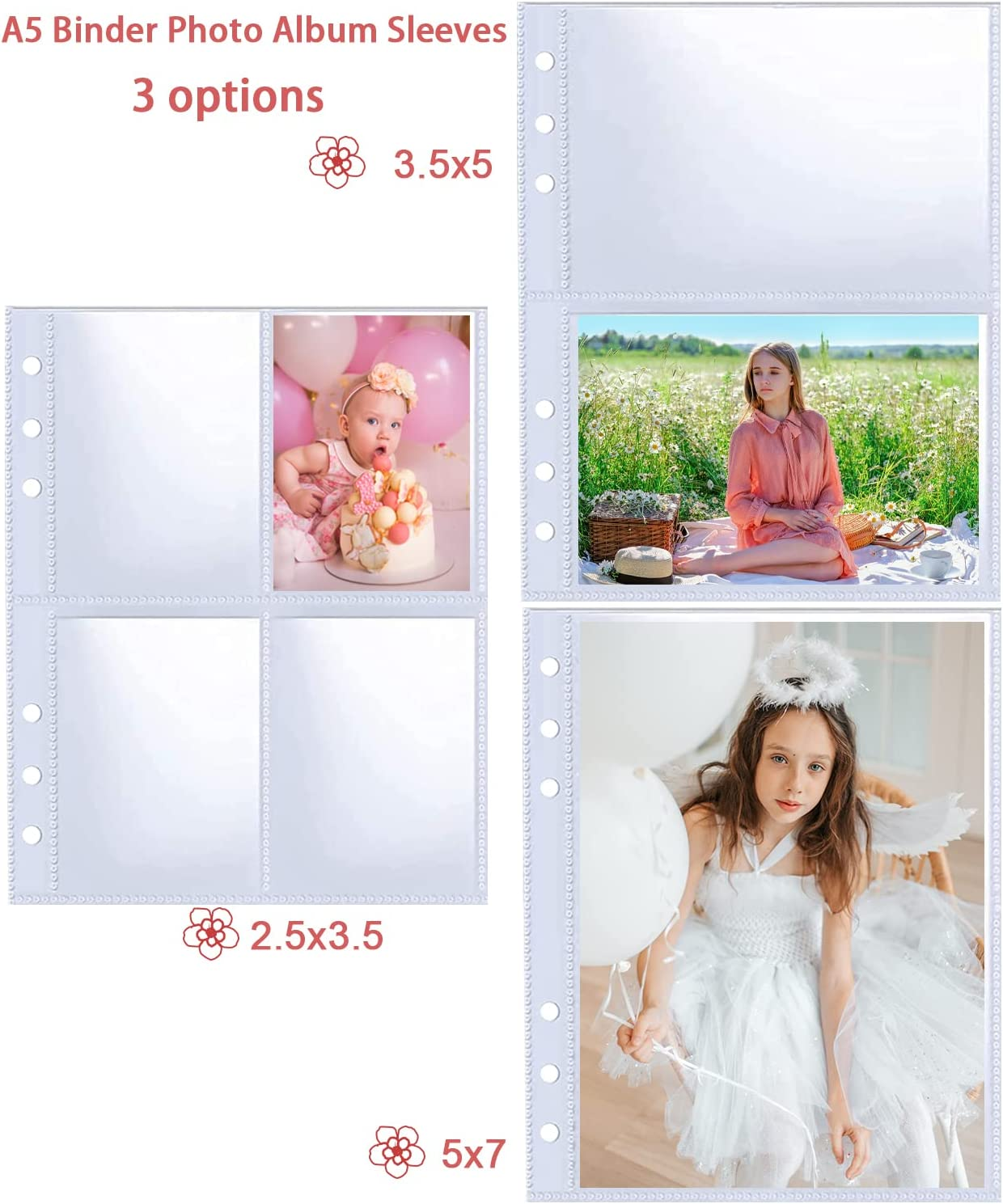 30 Pack 60 Pockets 5X7' Ultra-Clear Photocard Sleeves for 6 Ring A5 Binder, Double-Sided 1 Pocket Photo Pages, Top Loading Sheet Protector for Photos, Postcards, Seed Packets image number 6