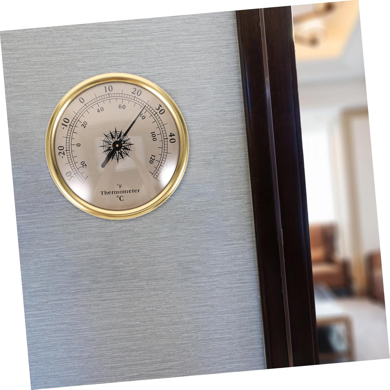 Wall Mounted Indoor Thermometer and Temperature Gauge for Home Use Small round Metal Temperature Meter Fahrenheit Display Weather Station Tool image number 4