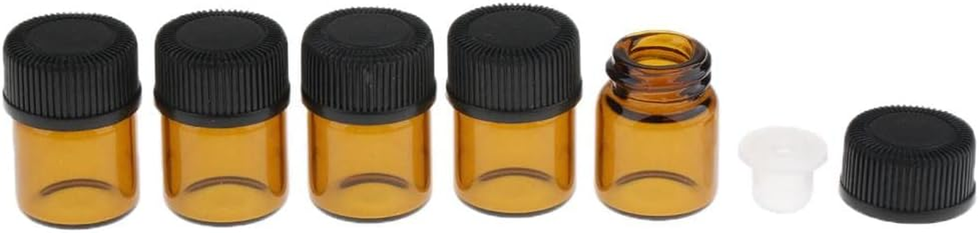 Harayaa 100 Pieces Empty Amber Vials for Essential Oil Perfumes Reagents - Brown, 3Ml image number 2