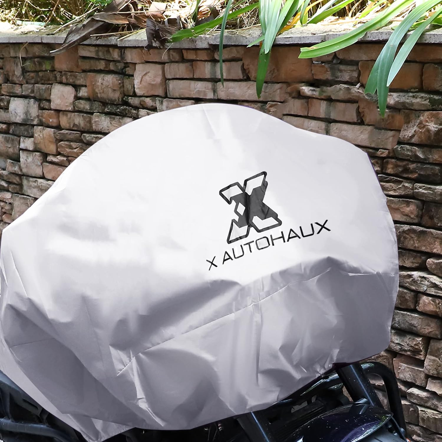 X AUTOHAUX Motorcycle Cover Lightweight Half Cover Outdoor Waterproof Rain Dust Protector Silver Tone L Size for Most Full Dress Touring Cruiser image number 2