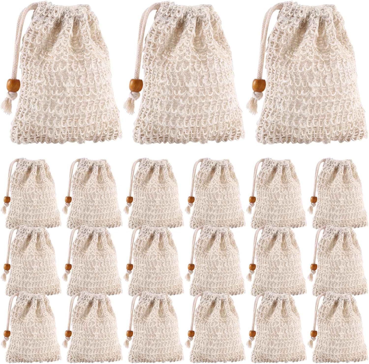 SUNCHSEN 40 Pack Soap Exfoliating Bags,Soap Saver Made Sisal Mesh Soap Bag Bar Soap Bag with Drawstring for Bath & Shower Use image number 3