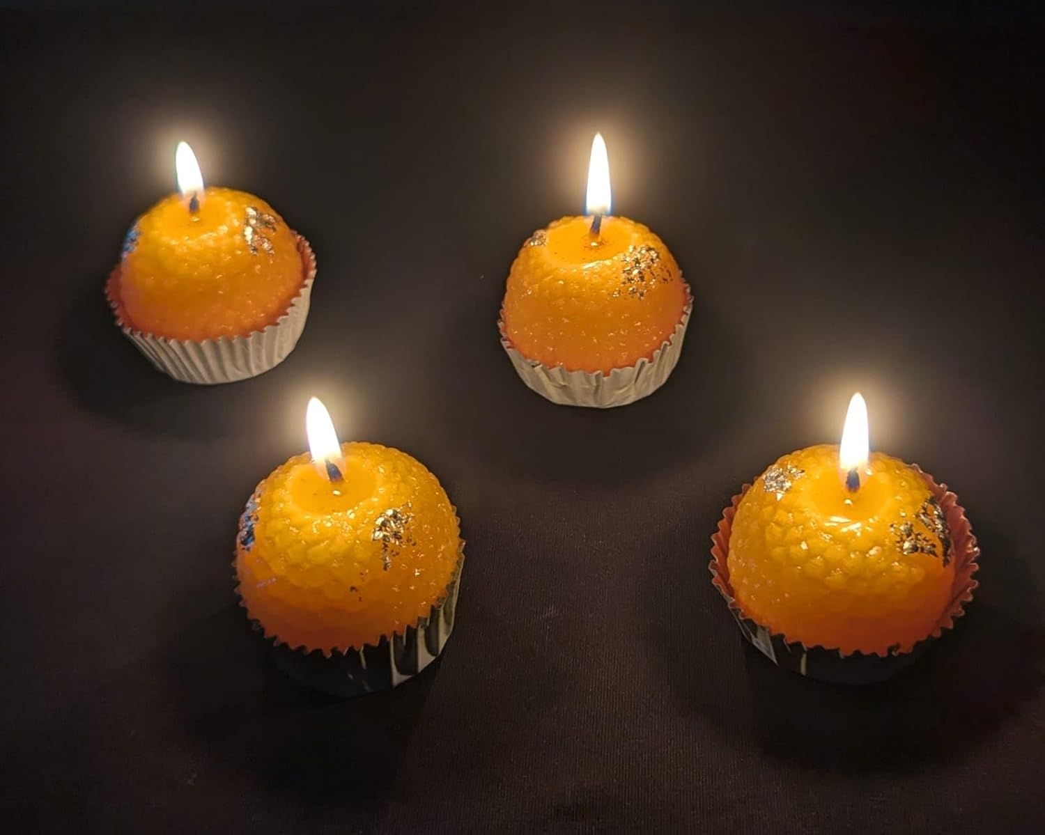 Decorative Laddoo Candles, Traditional Indian Style, Yellow, Set of 4 image number 2