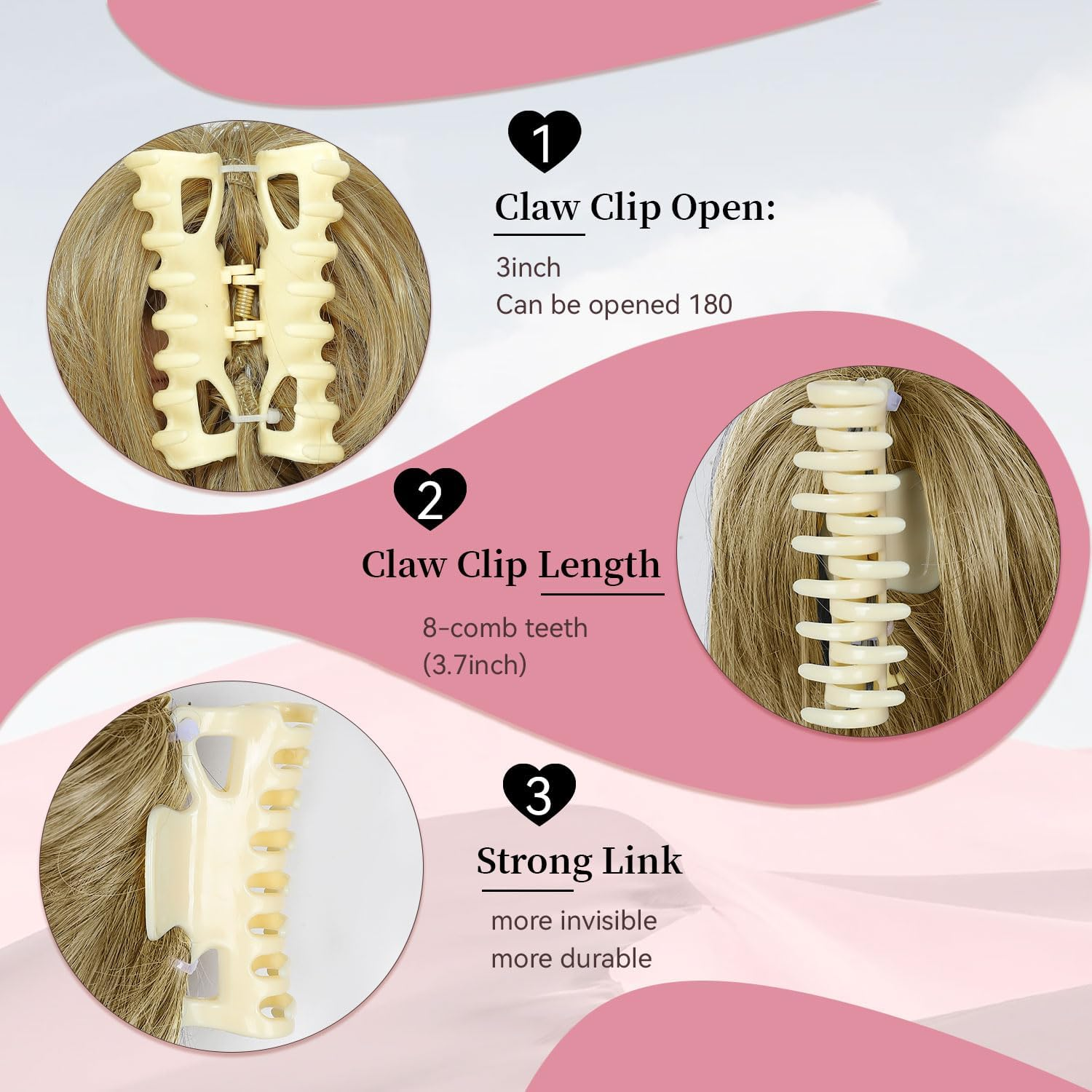 Fulang Hair Pack of 2 Ponytail with Clip Hairpiece with Elastic Band Large Bun Claws Clip Hairpiece Messy Bun Hairpieces Wavy Natural Synthetic Hair Scrunchie Women