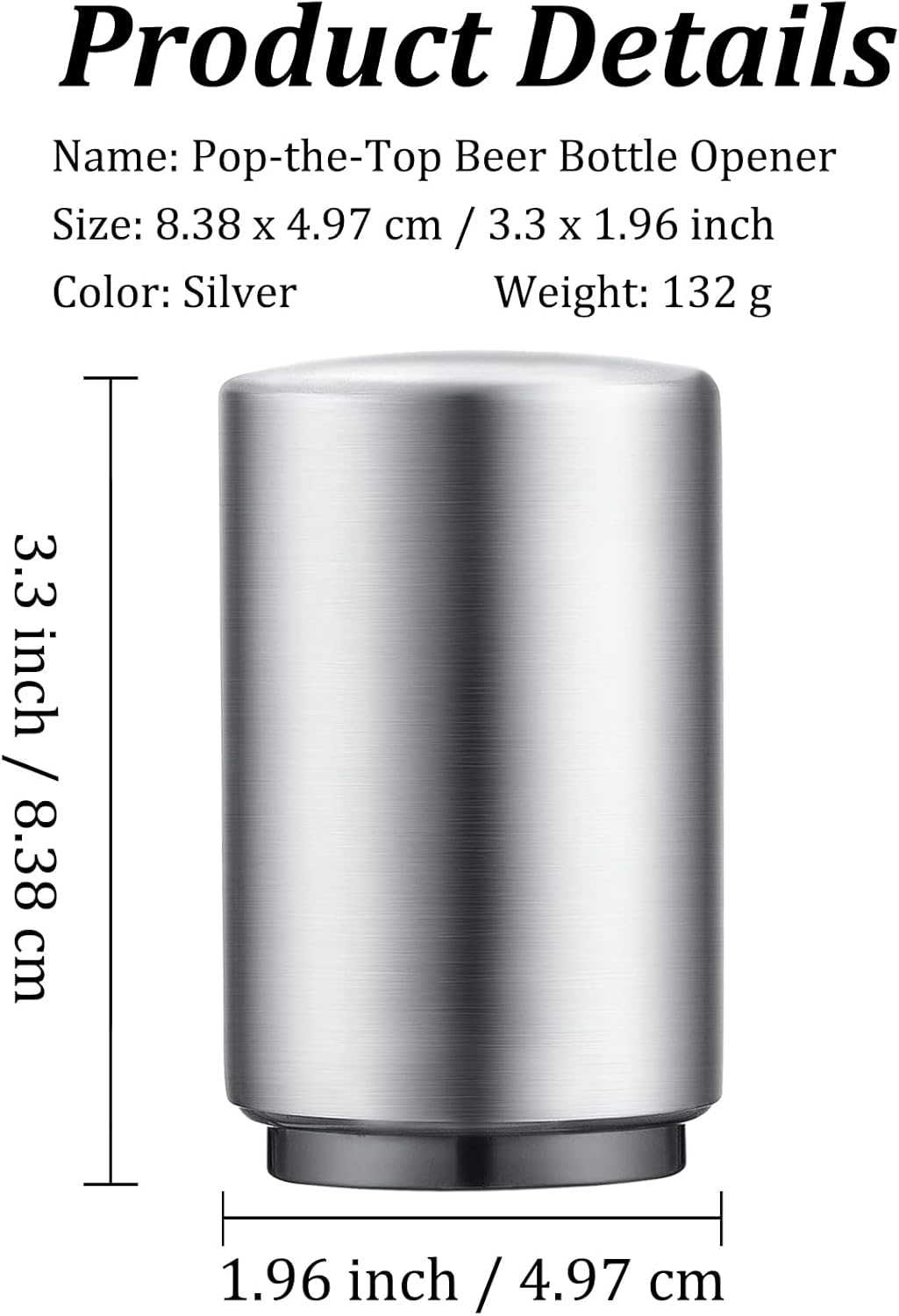 2PCS Premium Beer Bottle Opener, Automatic Stainless Steel Quick Pop the Top Can Openers by Magnet Catching No Damage Caps, Wine Accessory Push down off Magnetic Bartender Tool for Home Picnic Camping - 3 Pcs image number 3