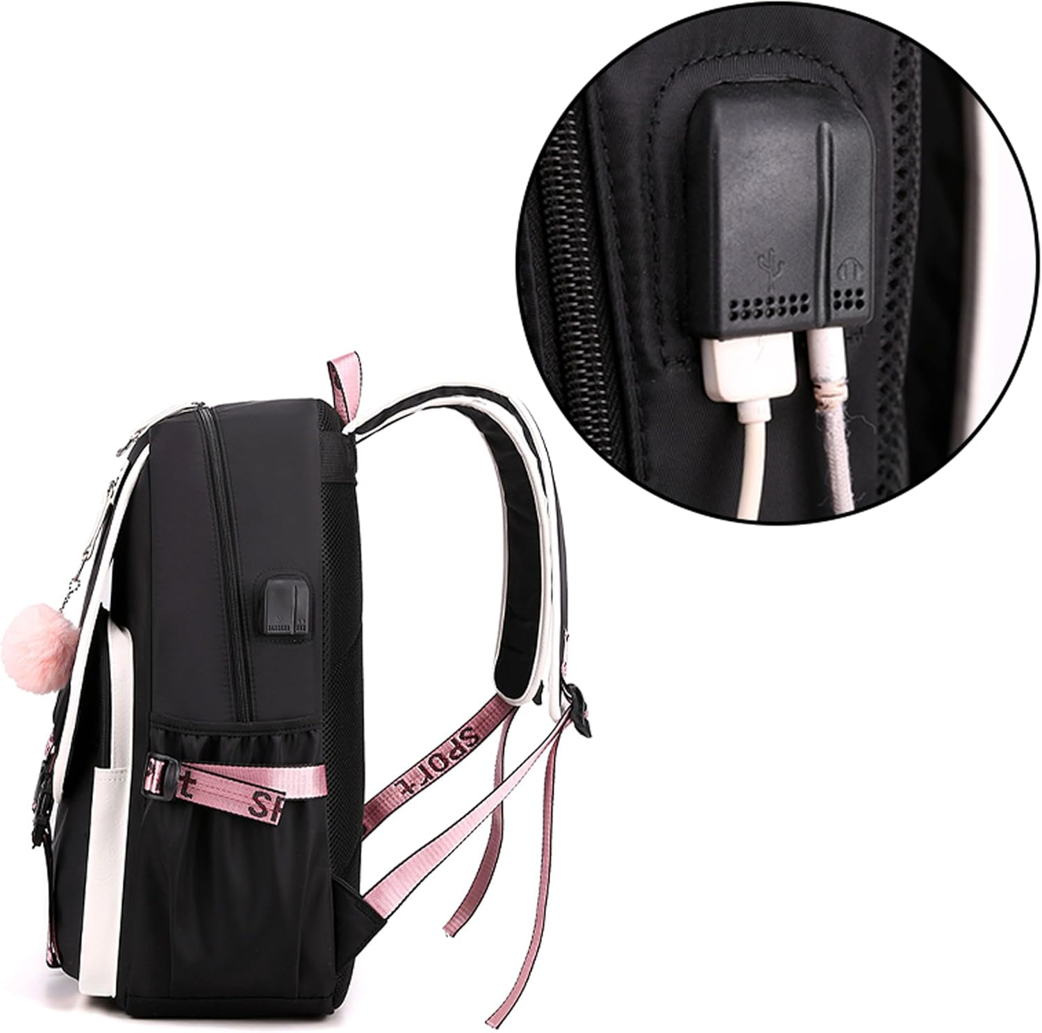 Roffatide Anime Kuromi Print Business Casual Laptop Shoulders Backpack Travel Hiking Daypacks Rucksack 17 Inch image number 4