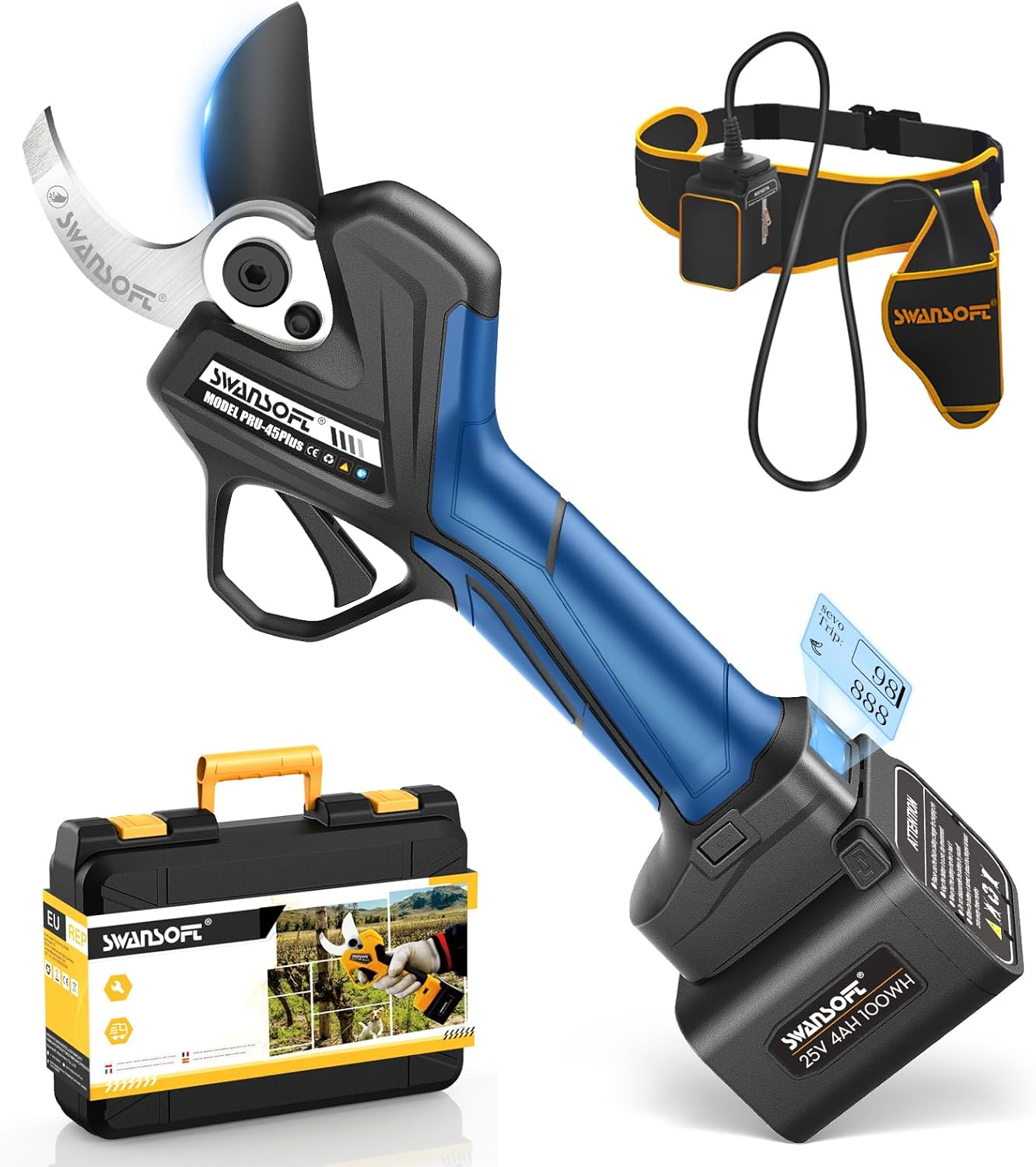 45Mm Electric Pruning Shears, Professional Cordless Pruner, 1150W 25V/4Ah, Electric Secateurs for Vineyard & Orchard PRU45 Plus image number 3