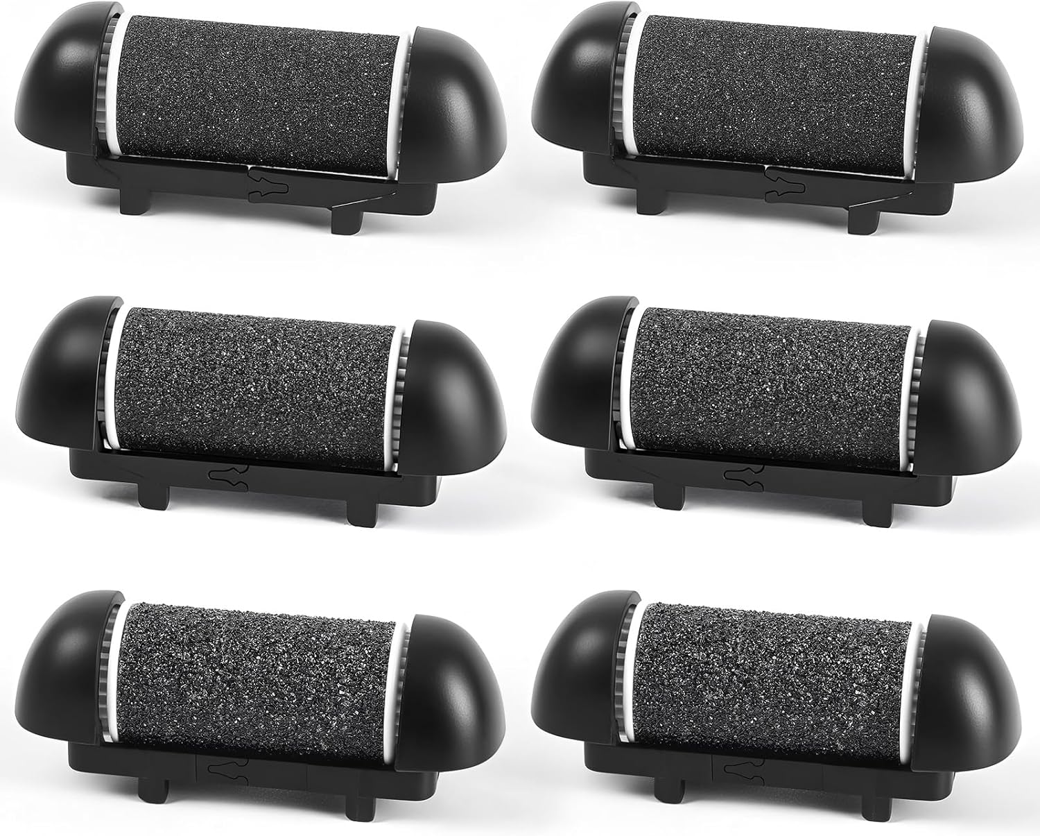6Pcs Replacement Roller Refill Heads for Electric Callus Remover,Feet Pedicure Kit Refill Rollers, 2 Extra Coarse, 2 Regular Coarse, 2 Fine Coarse Refill Rollers (Black)