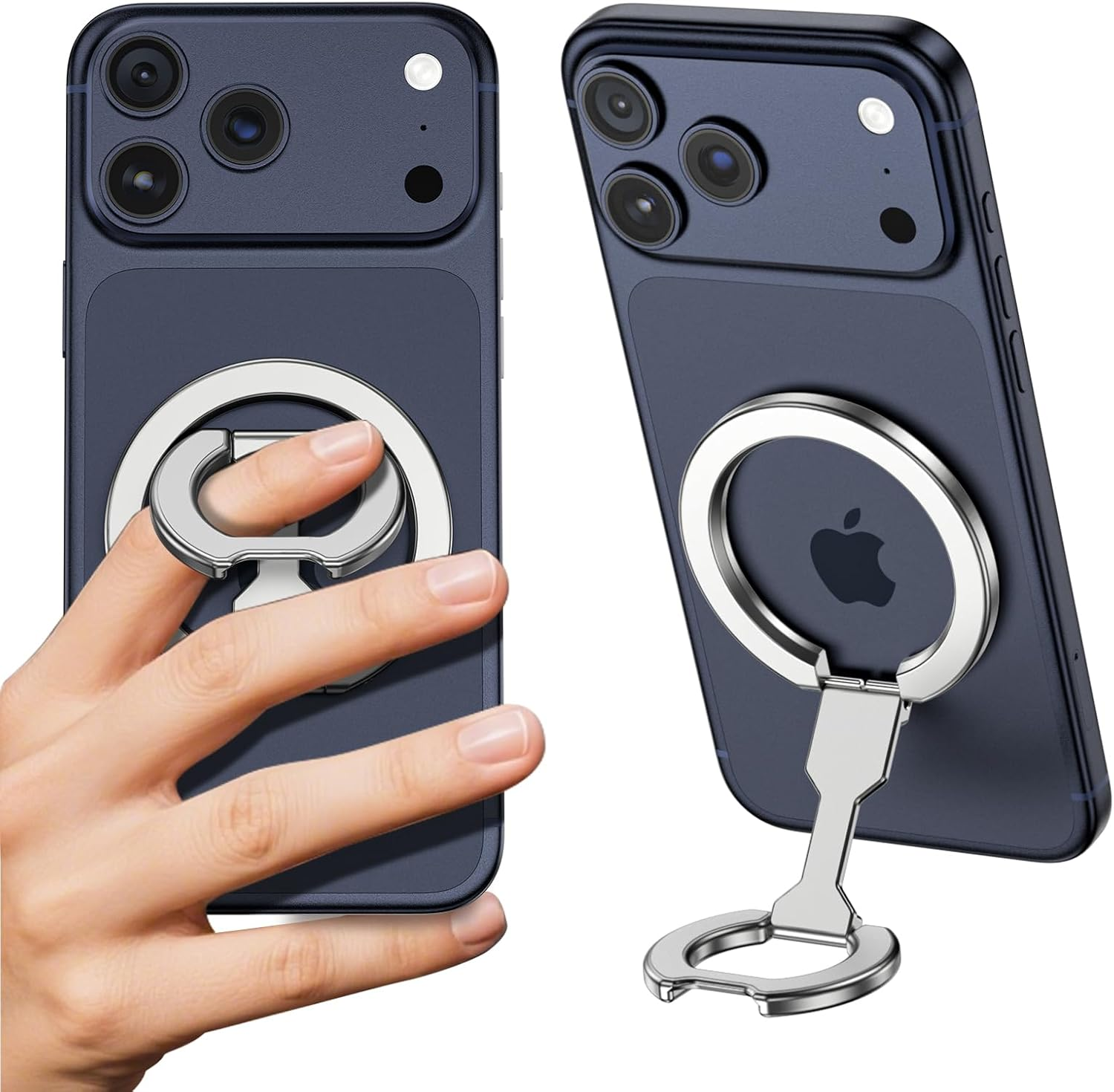 Cloudvalley Magnetic Phone Ring Holder for Magsafe, Dual-Sided Removable Phone Grip with 360&deg;Rotating Kickstand, Strong Magnet for Iphone 17 16 15 14 13 12 Series & Magnetic Car Mounts, Gray
