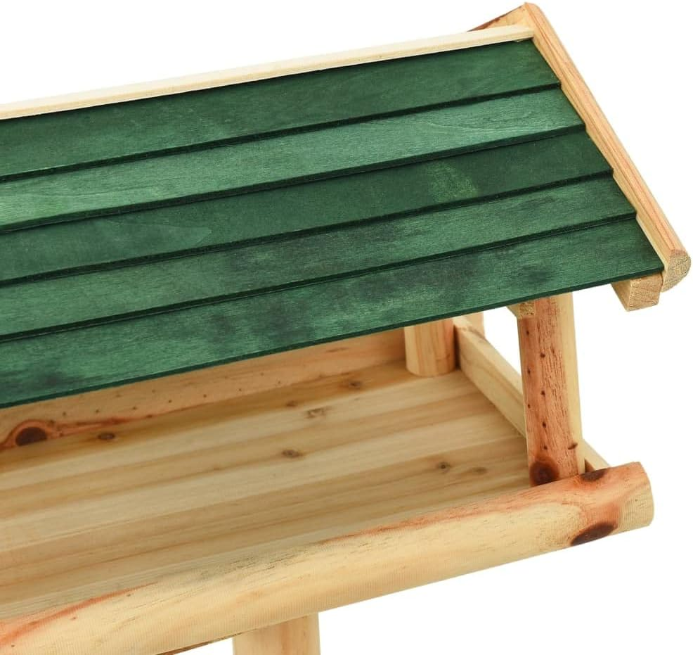 Bird Feeder with Stand 37X28X100 Cm Solid Fir Wood Outdoor Garden Decor image number 6