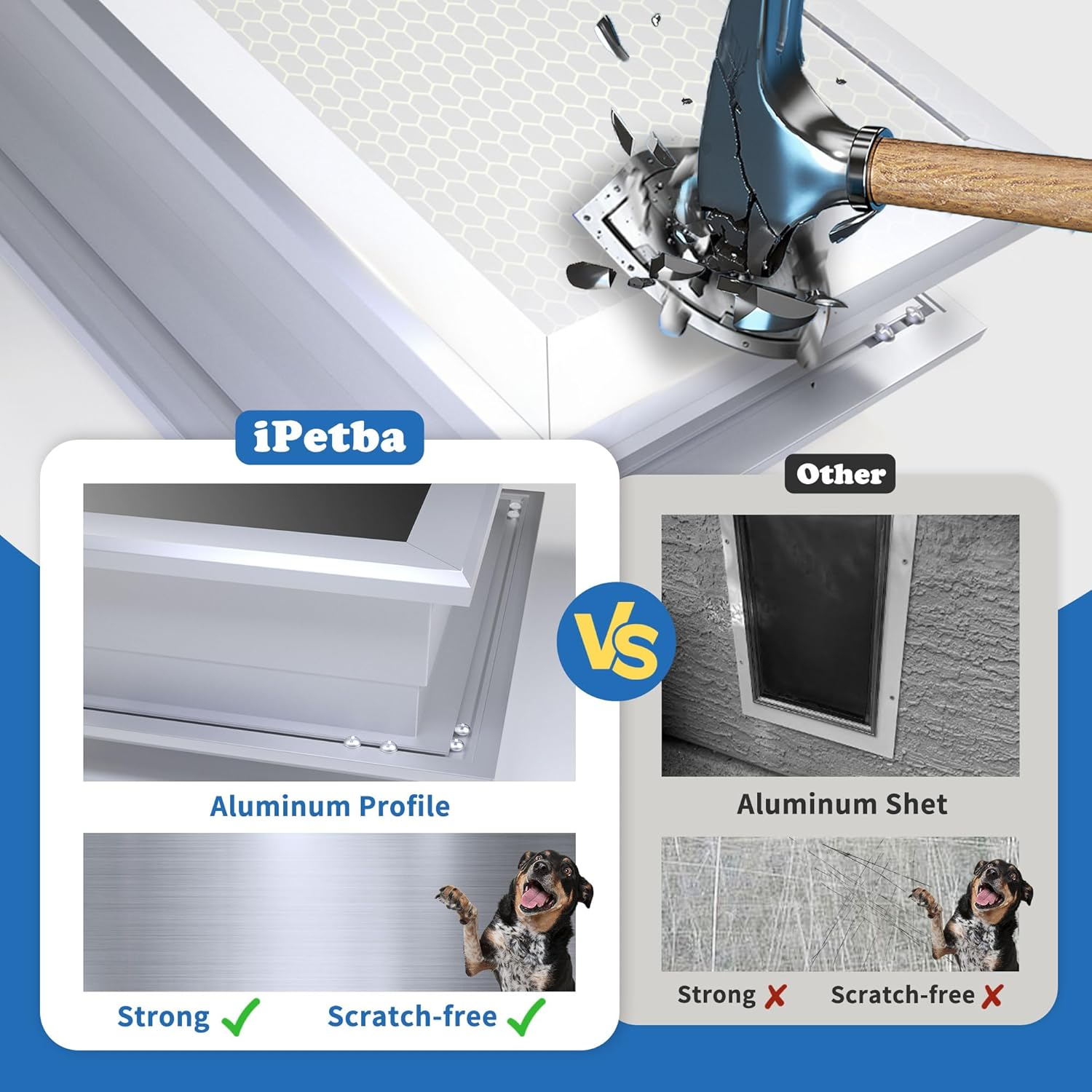 Large Dog Door for Door - Aluminum, Lockable for Safety, Easy in & Out, Extreme Weather Resistant, up to 110 Lbs image number 5