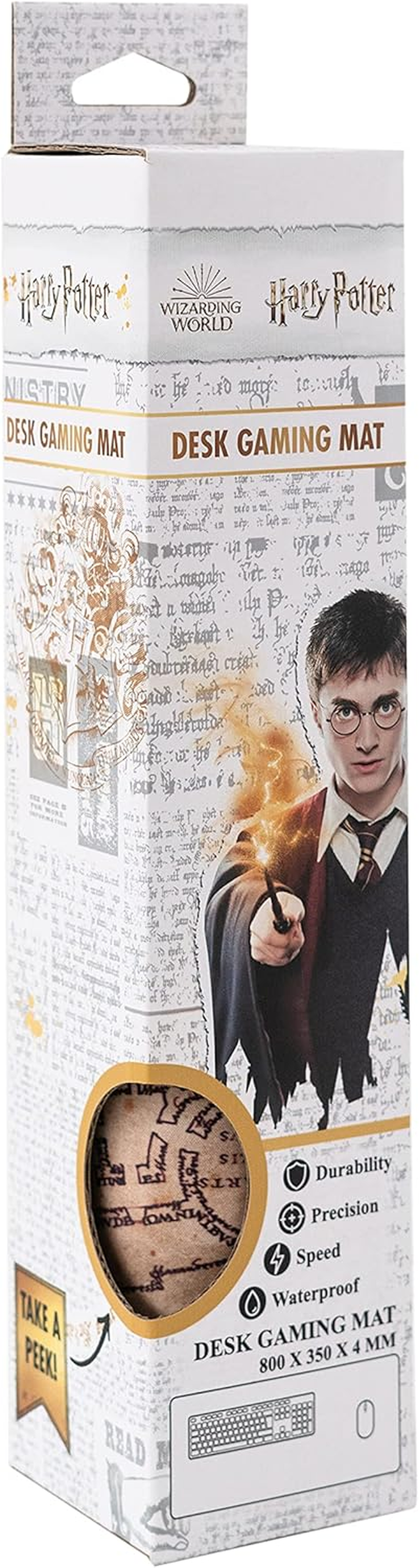 Grupo Erik Harry Potter the Marauder'S Map XXL Mouse Mat - Desk Pad - 31.5 Inch X 13.78 Inch Non-Slip Rubber Base Mouse Pad, Gaming Mouse Pad, Keyboard Mouse Mat - Harry Potter Gifts - Jurassic Park Yellow image number 3