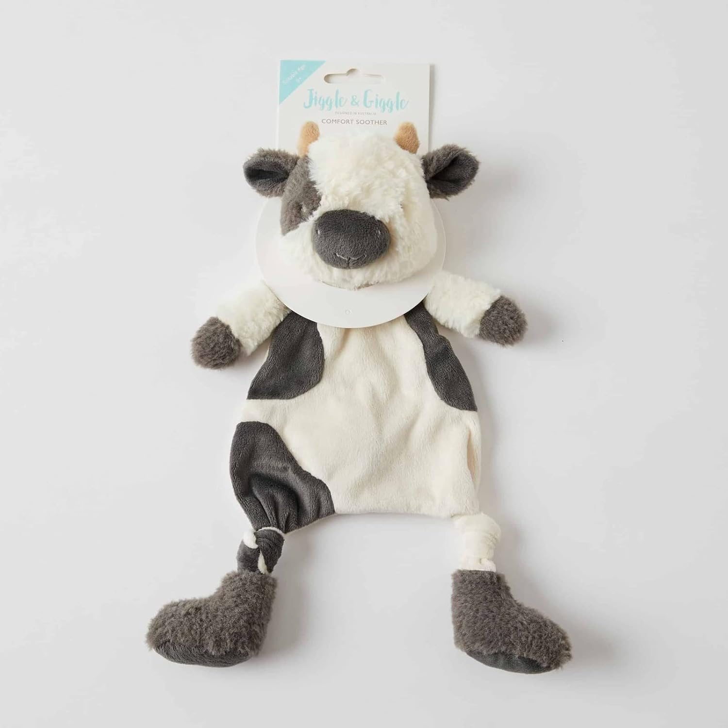 Jiggle & Giggle 30Cm Bertie Cow Comforter W/Soft Plush Baby 0M+ Charcoal/White image number 1