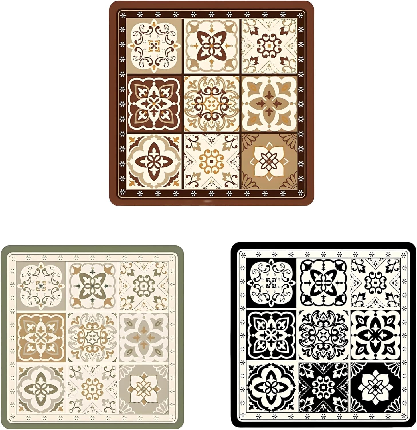 Clover & Wind Chime Coffee Cup Mat Coaster 3Pcs-16X16Cm Durable Anti-Skid Absorbent Cork Placemats for Hot & Cold Drinks - Cute Desk & Bar Accessories, Coffee Table Decor (3 Colors)