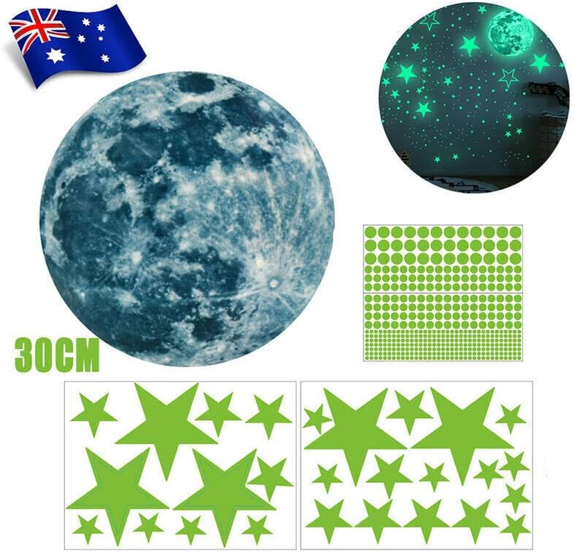 AIMALL 435Pcs Glow in the Dark Luminous Stars, Moon & Planet Wall Stickers for Kids Bedroom Ceiling, DIY Space Wall Decals, Waterproof Vinyl image number 6