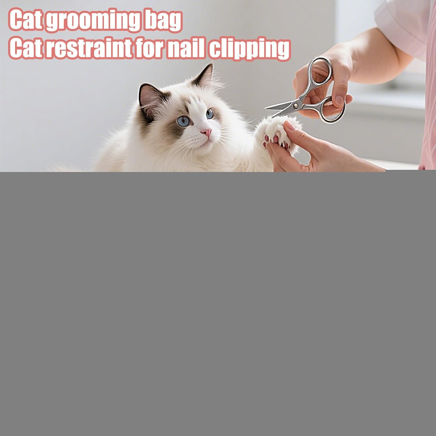 Cat Wrap - Adhesive Cat Grooming Blanket to Wrap | Small to Large Animals Anti-Bite Calming Bag for Feeding Ear Cleaning Coat Care Manicure image number 2