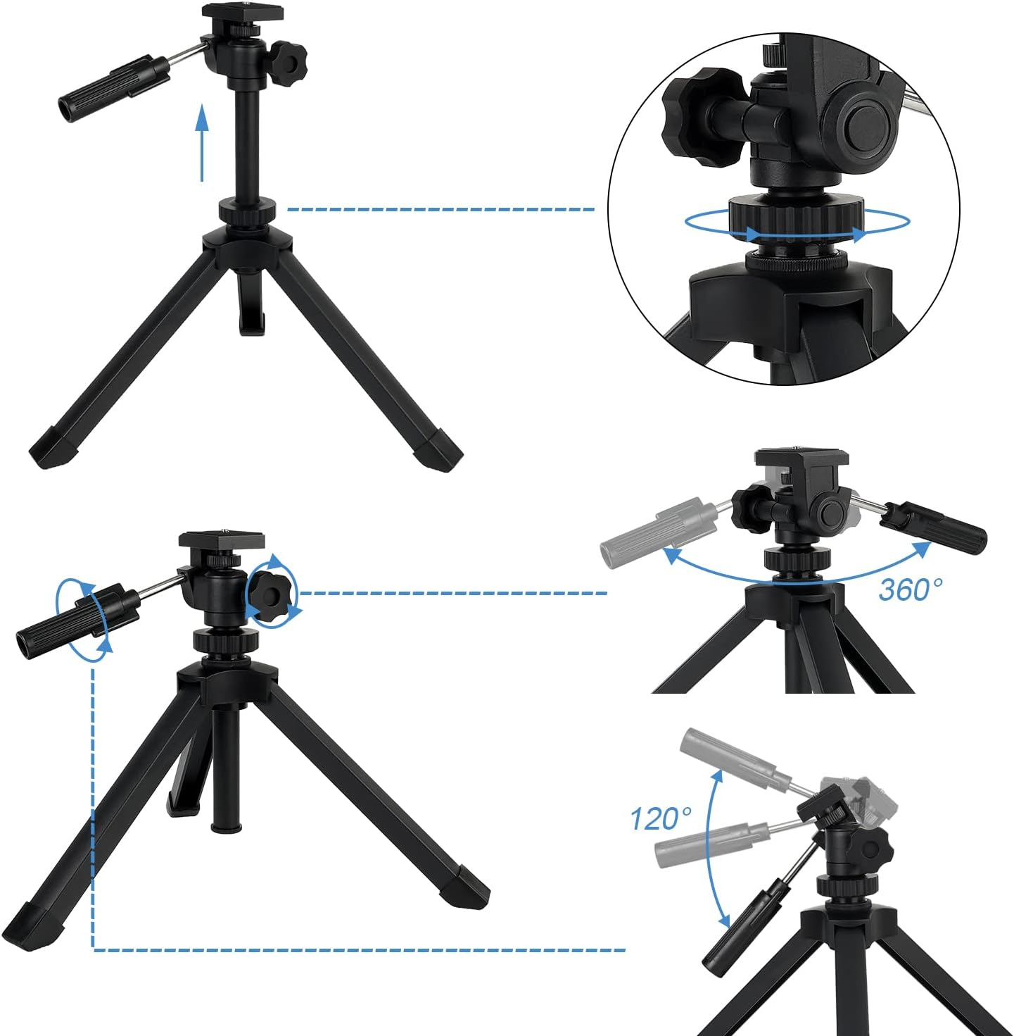 SVBONY SV146 Tabletop Tripod, Spotting Scope Tripod, Adjustable Portable Tripod for Spotting Scope Binoculars Monoculars DSLR Cameras image number 6